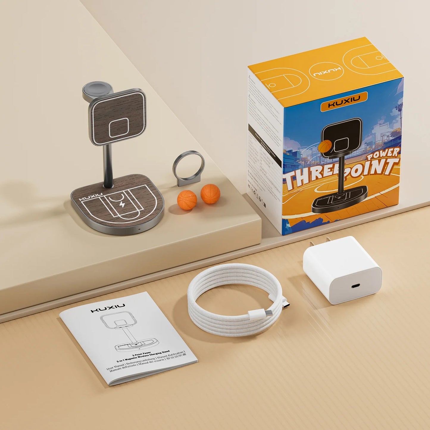 Hoops 3-in-1 Draadloos Oplaadstation