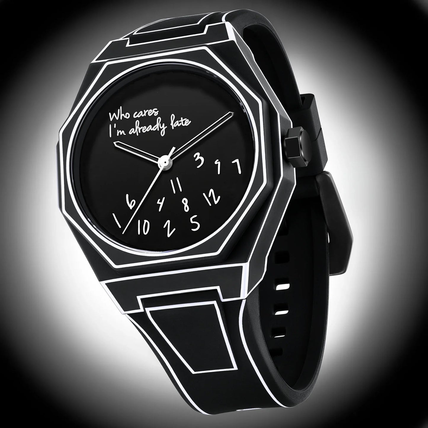 'Who cares I'm already late' Horloge