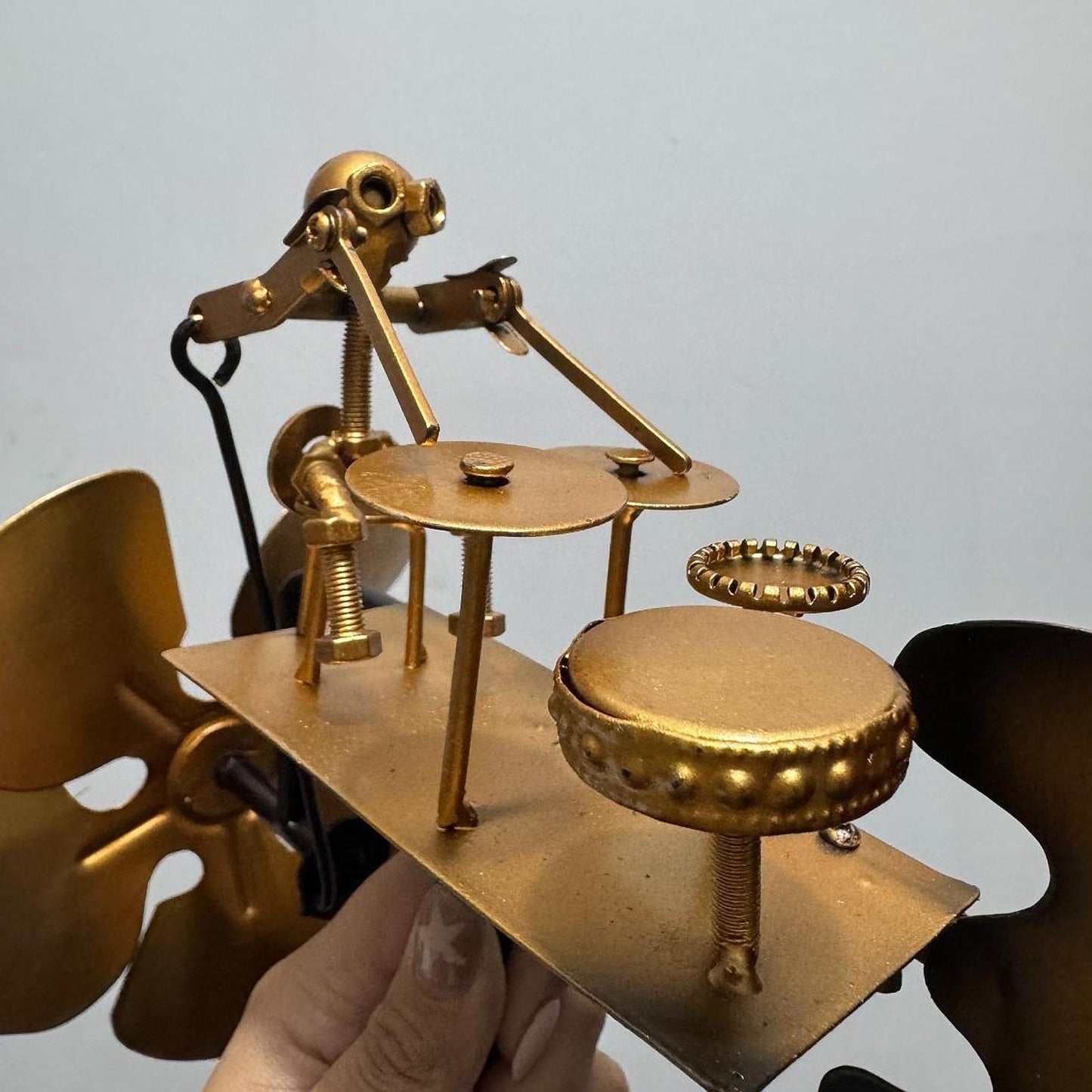 Handgemaakte Metalen Drummer Windmolen
