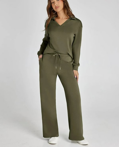 Casual Dames Sweatsuit – 2-Delige Set met Lange Mouwen