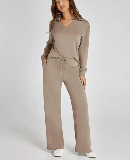 Casual Dames Sweatsuit – 2-Delige Set met Lange Mouwen
